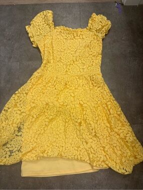 Yellow Lace Tiered Dress